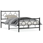 vidaXL Cadre de lit métal avec tête de lit/pied de lit noir 107x203 cm