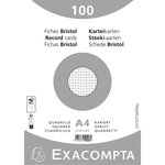 Paquet 100 Fiches Sous Film - Bristol Quadrillé 5x5 Non Perforé 210x297mm - Blanc - X 10 - Exacompta