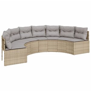 vidaXL Canapé de jardin avec coussins demi-rond beige résine tressée