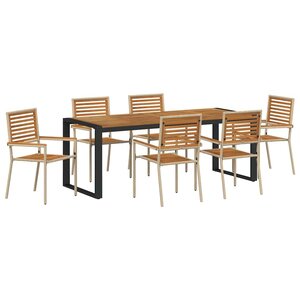 vidaXL Ensemble de salle à manger pour jardin 7 Pièces Beige et Marron