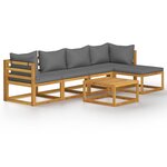 vidaXL Salon de jardin 6 Pièces avec coussin Bois d'acacia solide