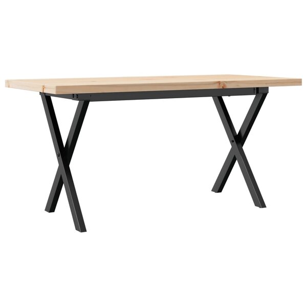 vidaXL Table basse cadre en X 90x40x45 5cm bois de pin massif et acier