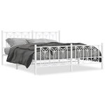 vidaXL Cadre de lit métal avec tête de lit/pied de lit blanc 183x213cm
