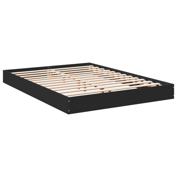 vidaXL Cadre de lit noir 135x190 cm bois d'ingénierie