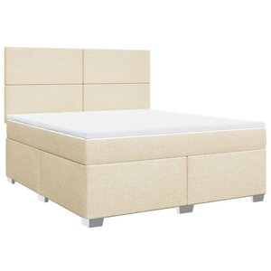 vidaXL Sommier à lattes de lit avec matelas Crème 180x200 cm Tissu