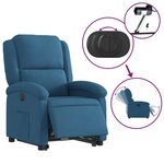 vidaXL Fauteuil inclinable électrique bleu velours