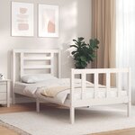 vidaXL Cadre de lit avec tête de lit blanc 90x200 cm bois massif