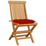 vidaXL Chaises de jardin avec coussins rouge 4 Pièces Bois de teck massif