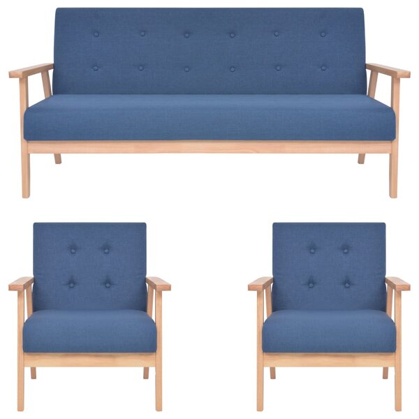 vidaXL Ensemble de canapés 3 Pièces Tissu Bleu