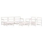 vidaXL Salon de jardin 7 Pièces Blanc Bois de pin massif