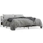 vidaXL Cadre de lit chêne fumé 180x200 cm bois d'ingénierie et métal