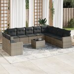 vidaXL Salon de jardin 11 Pièces avec coussins gris résine tressée