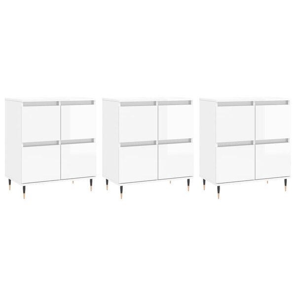 vidaXL Buffets 3 Pièces blanc brillant bois d'ingénierie