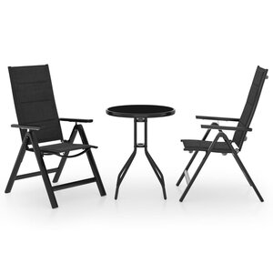 vidaXL Ensemble de bistrot 3 Pièces noir et anthracite
