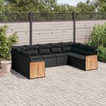 vidaXL Salon de jardin 9 Pièces avec coussins noir résine tressée