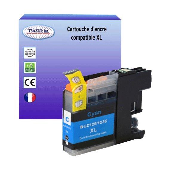 T3AZUR - Cartouche compatible avec Brother LC123 XL pour Brother MFCJ245  MFCJ4410DW  MFCJ4510DW  MFCJ4610DW  MFCJ470DW  MFCJ4710DW Cyan