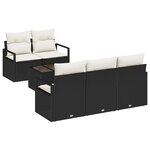 Ensemble de Canapés de Jardin de 6 Pièces avec Coussins en Poly Rattan Noir