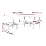 vidaXL Salon de jardin 3 Pièces avec coussins noir aluminium