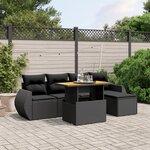 vidaXL Salon de jardin 6 Pièces avec coussins noir résine tressée