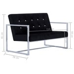 vidaXL Canapé 2 places avec accoudoirs Noir Chrome et velours