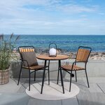 Table plateau en teck naturel pieds noirs ø 70x74 cm