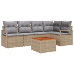 Ensemble de Canapé de Jardin avec Coussins Beige Poly Rattan Acacia