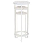 vidaXL Support de plantes 3 Pièces Style vintage Métal Blanc antique
