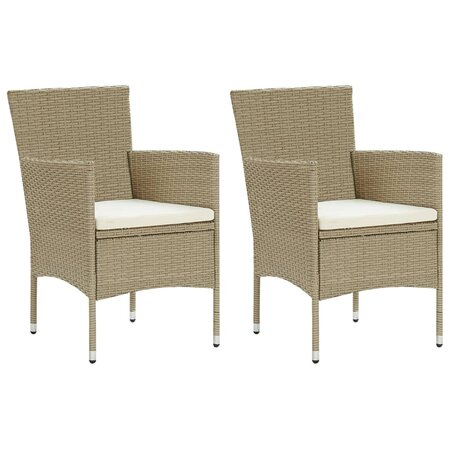 vidaXL Chaises de salle à manger de jardin 2 Pièces Résine tressée Beige