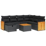 vidaXL Salon de jardin 8 Pièces avec coussins noir résine tressée