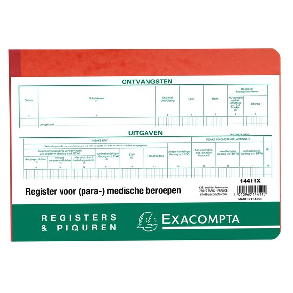 Piqûre Recettes Et Dépenses - Professions Libérales - Non Assujetties À La Tva - Texte Nl - 60 Pages - Blanc - Exacompta