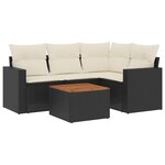 vidaXL Salon de jardin 5 Pièces avec coussins noir résine tressée