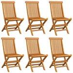 vidaXL Chaises de jardin avec coussins noir 6 Pièces Bois de teck massif