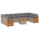 vidaXL Salon de jardin 11 Pièces avec coussins beige résine tressée