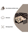 THIRARD - Range bûches noir pour intérieur et extérieur Pattern  acier  433x500mm