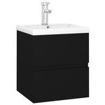 vidaXL Armoire d'évier avec lavabo intégré Noir Aggloméré