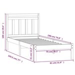 vidaXL Cadre de lit Noir 75x190 cm Petit simple Bois massif