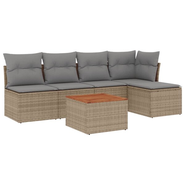vidaXL Salon de jardin avec coussins 6 Pièces beige résine tressée