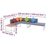 vidaXL Salon de jardin 4 Pièces avec coussins Aluminium et WPC