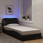 vidaXL Cadre de lit avec lumières LED noir 90x190 cm tissu