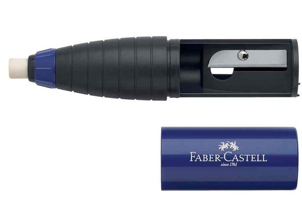 pack de 12 gomme-taille-crayons, 6 rouge / 6 bleu FABER-CASTELL