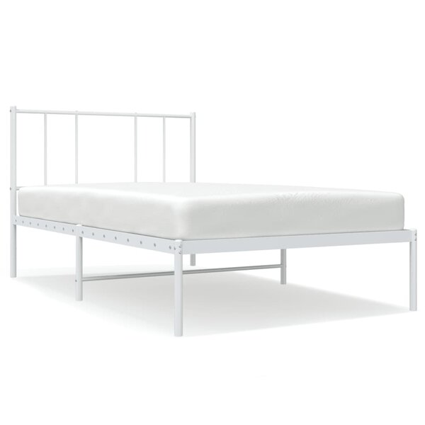 vidaXL Cadre de lit métal avec tête de lit blanc 100x190 cm