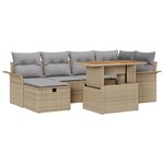vidaXL Ensemble de 7 Pièces de Canapés de Jardin avec Coussins Beige Rattan Poly