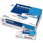 Gomme plastique Eraser 6 x 2 2 cm blanche x 20 A PLUS