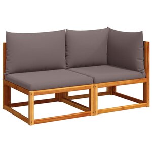 vidaXL Canapé de jardin avec coussins 2 places bois massif d'acacia