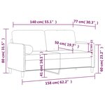 vidaXL Canapé 2 places avec oreillers gris foncé 140 cm velours