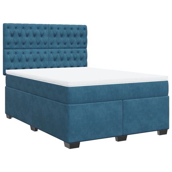 vidaXL Sommier à lattes de lit et matelas bleu 160x200 cm velours