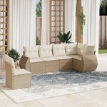vidaXL Salon de jardin avec coussins 6 Pièces beige résine tressée
