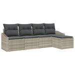 vidaXL Ensemble de canapé de jardin 5 pièces avec coussins en rotin poly gris clair