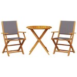 vidaXL Ensemble de bistro 3 Pièces anthracite tissu et bois massif