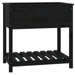 vidaXL Jardinière avec étagère Noir 82 5x54x81 cm Bois massif de pin